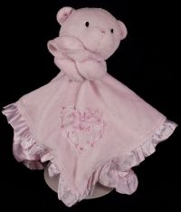 Carters Just One Year JOY Teddy Bear Sweet Pink Rattle Plush Lovey Blanket
